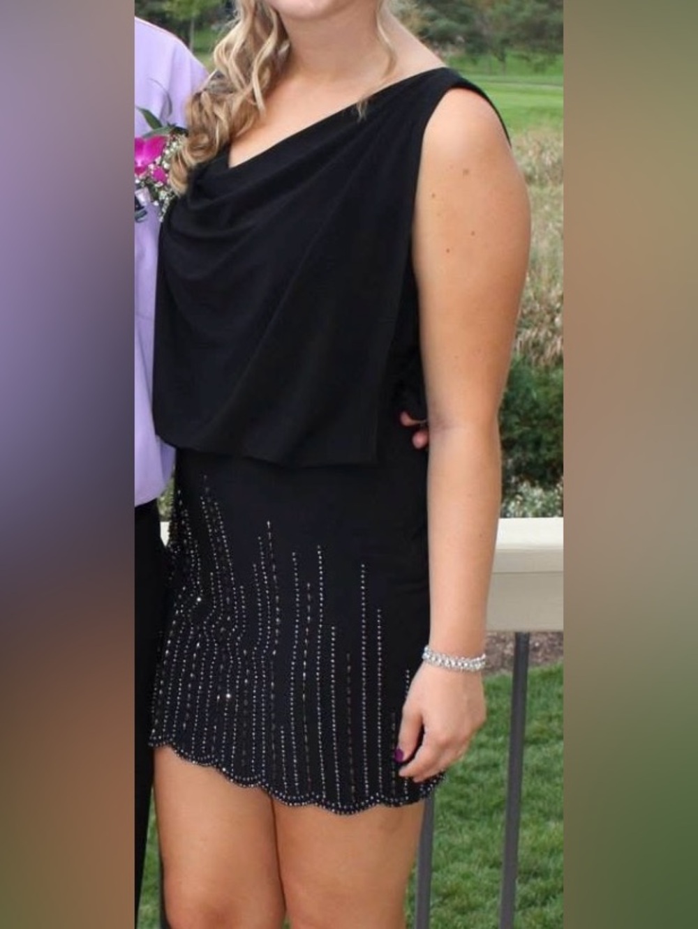 Black Mini Dress with Beaded Skirt